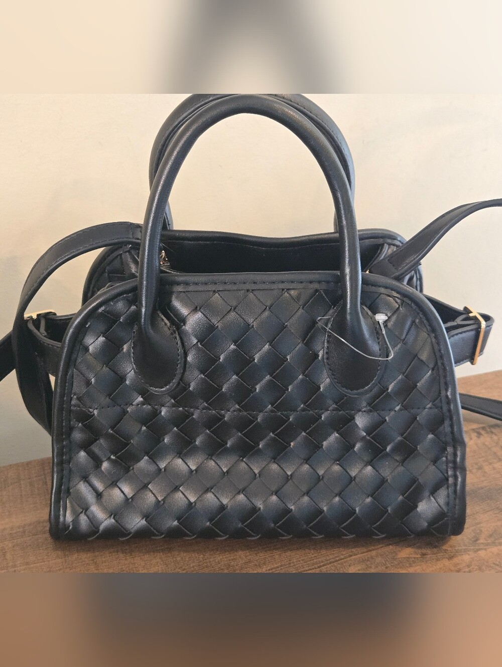 Urban Expressions Black Woven Faux Leather Crossbody Bag NWT